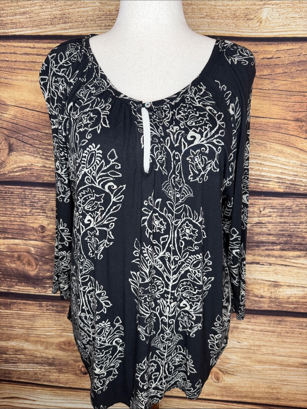 Lucky Brand Black and White Floral Tunic